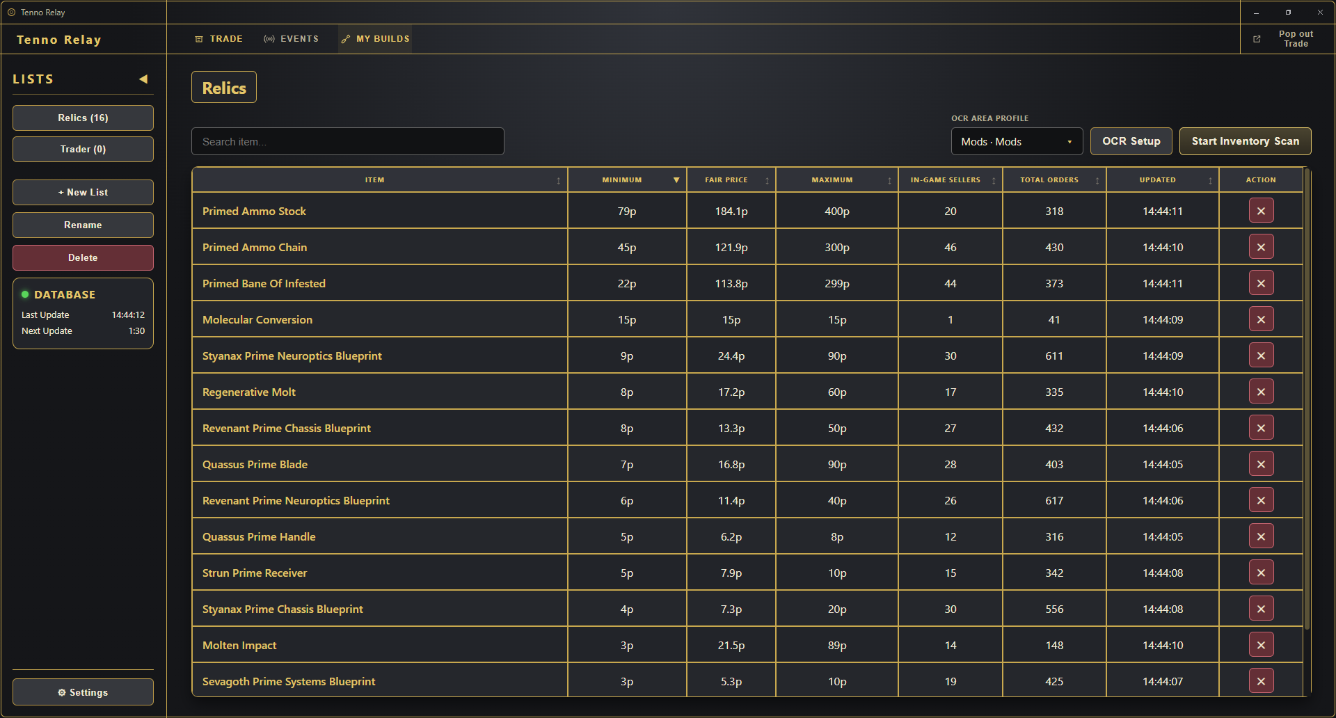 Tenno Relay trade list view